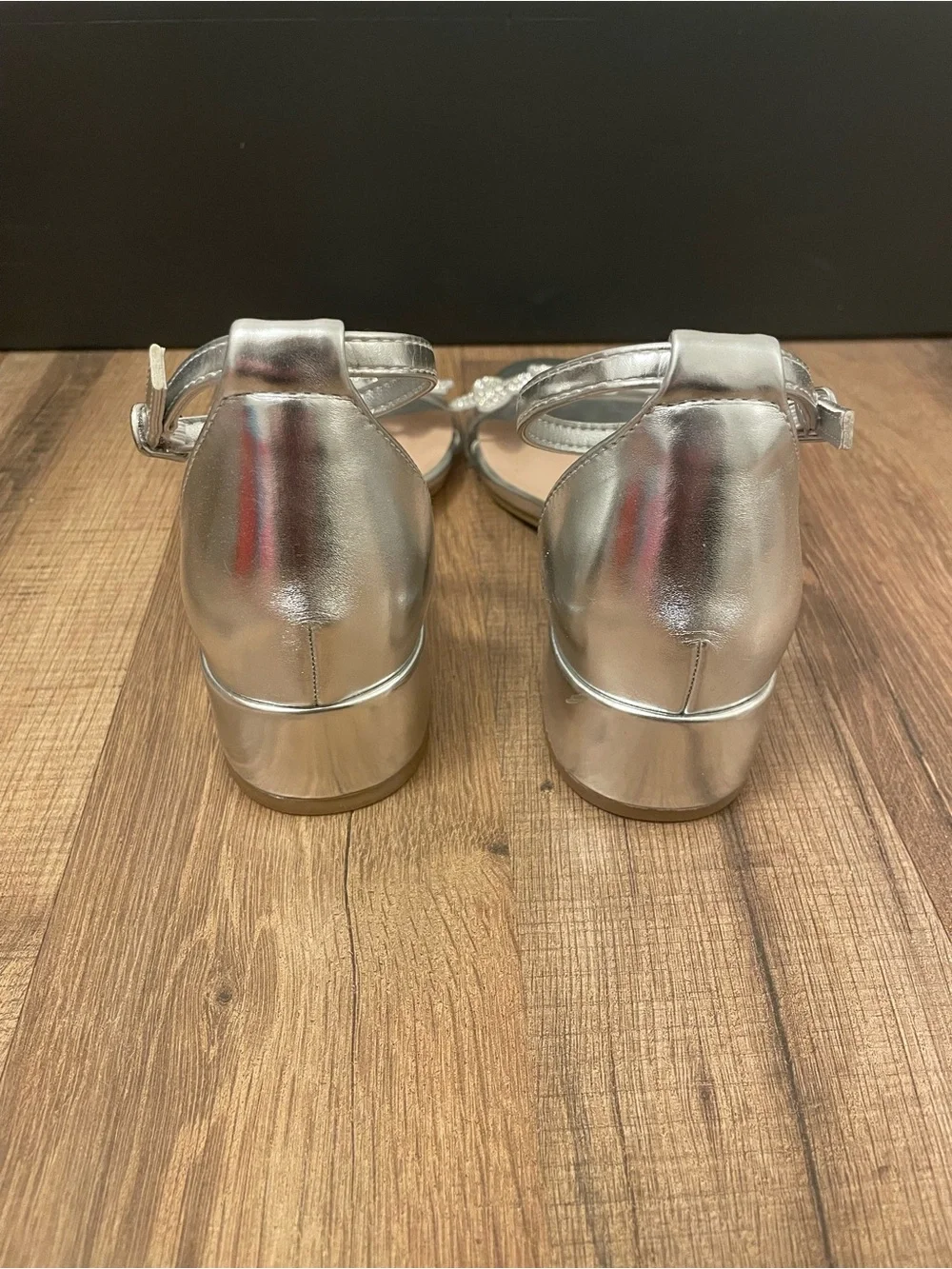 Steve Madden Silver Crystal Floral Ankle-Strap Sandals